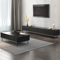 Meuble TV Simple de taille salon, meuble de sol nordique en noyer noir, meuble TV, table basse