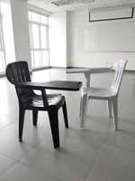 Chaise d'école monobloc commerciale avec tablette d'écriture, chaise d'étudiant empilable en plastique pour la formation, idéale pour les projets universitaires et gouvernementaux