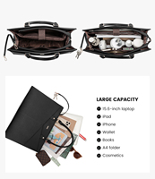LOVEVOOK 2025 Sac fourre-tout de luxe 2 pièces pour ordinateur portable 15,6-17 pouces en cuir PU, sac à main et sac à bandoulière pour femmes, idéal pour le bureau et les voyages