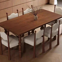 Table à manger en bois massif de style rétro français, petite table rectangulaire nordique pour appartement, couleur frêne noyer, mobilier de maison antique