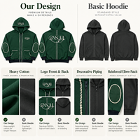 Sweat-shirts à capuche zippés en coton épais personnalisés, coupe décontractée vintage, avec logo brodé pour marque streetwear