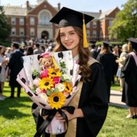 Bouquet de Fleur Éternelle Moderne et Réaliste en Savon Fait Main, Tournesol et Rose Artificielle, Cadeau pour Petite Amie, Idéal pour Anniversaire ou Remise de Diplôme