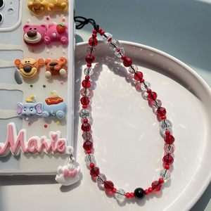 2023 personnalisé Girly acrylique téléphone portable perlé chaînes de charme lanière dragonne à la mode Silicone <span class=keywords><strong>iPhone</strong></span> 15 accessoire mignon - Product Image 3