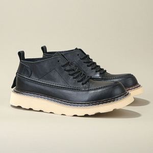 Premium Cowhide Men's Boots Workwear Style Casual&Trendy <b>Height</b> <b>Increasing</b> Non-Slip Wear-Resistant Thick-Soled Men's <b>Shoes</b> - Product Image 1