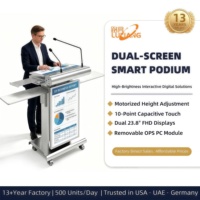 Podio Inteligente de Doble Pantalla con Altura Ajustable y PC I5 OPS Desmontable para Presentaciones en Iglesias, Conferencias y Púlpitos