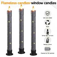 Bougies LED télécommandées sans flamme, grises, à une face, pour Noël, décoration extérieure pour la maison et les fêtes