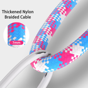 240W carga rápida 2 en 1 CrossBody teléfono cordón personalizado 0,3 m 1,2 m duradero grueso 7mm conveniente Nylon trenzado tipo C Cable de datos - Product Image 5