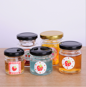 Petits pots à <span class=keywords><strong>confiture</strong></span> ronds en verre de 45ml 75ml 100ml 150ml bon marché avec couvercles dorés récipients en verre pour le miel - Product Image 2