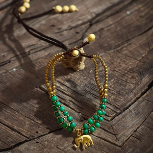 Bracelet Femme Style Ethnique Rétro Népalais Tissé Tibétain Argent Pierre Naturelle Créatif Cloche Style Ancien Népal - Product Image 3