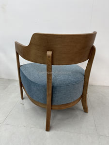 मध्य शताब्दी डिजाइनर आर्मचेयर लकड़ी के फ्रेम आर्म कुर्सी नीले अवकाश लाउंज उच्चारण कुर्सियां लिविंग रूम के लिए - Product Image 4