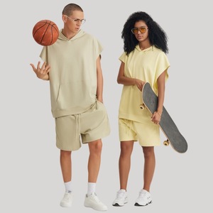 <b>Sleeveless</b> Leisure Oversize <b>Hoodie</b> Solid Color Sweatshirts Men Pull Over Off Shoulder <b>Hoodie</b> for Men - Product Image 2