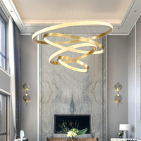 Lampe suspendue LED en acrylique doré contemporaine, température de couleur 3000K, lampes suspendues pour hall d'entrée, escalier tournant, lustres LED
