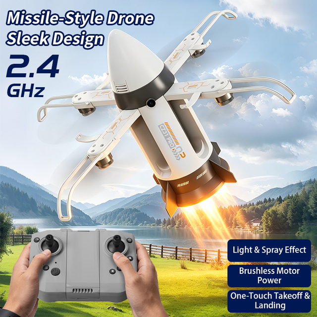 Foldable Brushless Spray Rocket RC Toy, 2 Versions(Camera/Non-camera) White/Gray Optional Full Function One Key Spray