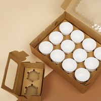 Boîtes à cupcakes personnalisables en papier kraft et carton blanc, adaptées aux aliments, avec fenêtre et impression offset