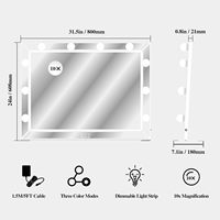 Grand miroir de maquillage à 10 ampoules LED, miroir de table pour la maison, la salle de maquillage