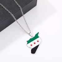 Vente chaude Nouvelle Syrie Carte Drapeau Pendentif Collier Or Émail Porte-clés Accessoires De Mode Hommes Femmes En Gros Bijoux Perle Charme