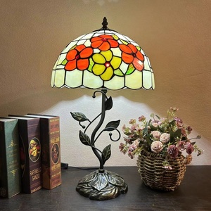 Lámpara de Mesa LED Flexible Moderna y Tradicional Europea LongHuiJing, Pantalla de Vidrio Tintado, Base para Bombilla E27, para Dormitorios - Product Image 1
