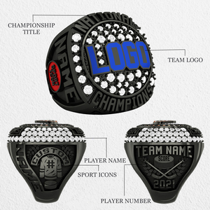 Bague de championnat sportive noire personnalisée 2026 avec nom et numéro gravés - Bague pour hommes de baseball et de football - Product Image 1