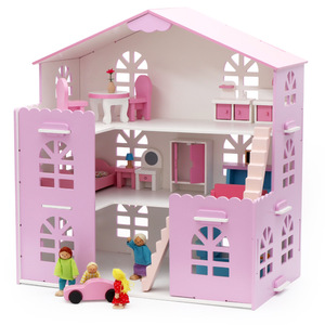 Wood <span class=keywords><strong>Pink</strong></span> <span class=keywords><strong>dollhouse</strong></span> Pretend Play Pequenos kits de madeira <span class=keywords><strong>mini</strong></span> <span class=keywords><strong>dollhouse</strong></span> para crianças - Product Image 3