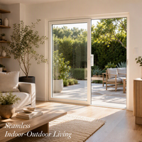 Porte coulissante en PVC à double vitrage trempé, cadre fin, isolation acoustique, design minimaliste, protection contre les ouragans, pour jardin et intérieur