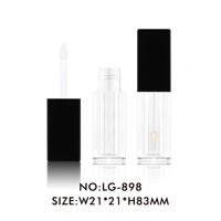 Tube de brillant à lèvres vide en plastique transparent, carré, fini velours mat, pour emballage cosmétique