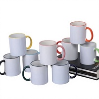 Tasse en céramique à poignée colorée, prête pour la sublimation, avec revêtement latéral coloré, haute esthétique, fournie par le fabricant