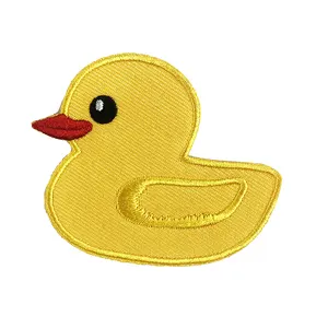 Wholesale Cute Yellow Duck Embroidered Patches Hats Clothes Appliques Custom Logo Iron On Embroidery Patches