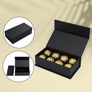 Full Color High Quality Custom Packaging Small Food Bonbon Chocolate Gift Boxes With Dividers Luxury Black Bonbon Chocolate Box