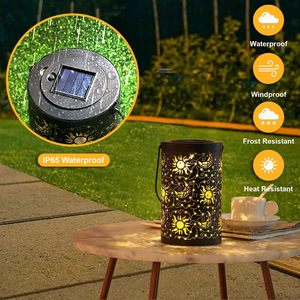 Ngoài trời không thấm Nước Kim Loại Mặt trời Mặt trăng sao mô hình năng lượng mặt trời đèn lồng Led Powered cung cấp pin cho sân vườn sân trang trí kích thước nhỏ - Product Image 4