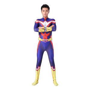 New Arrival Japan Anime Cartoon Halloween Cosplay Blue Jumpsuit My Hero Academia All Might Costume For Adults Children