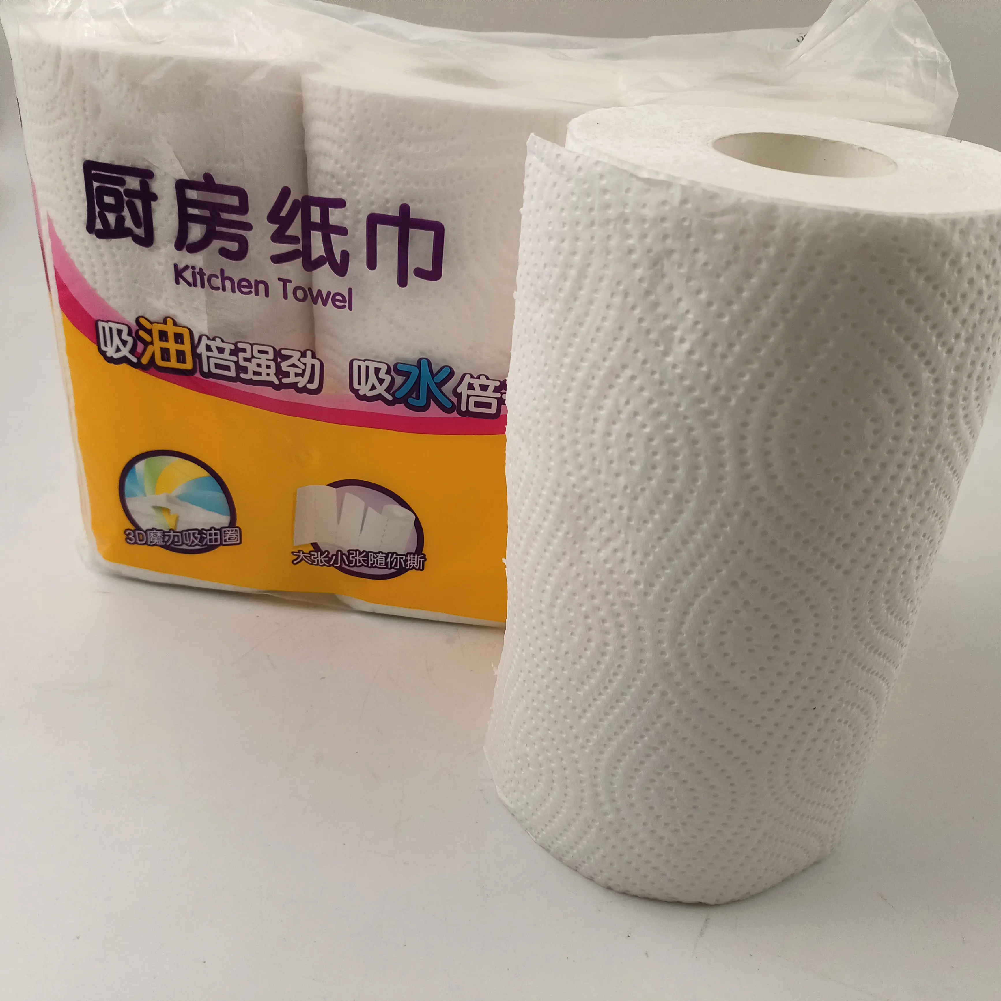 Hot Sale Disposable Kitchen Towel 2 Ply Tissue Paper Jumbo Roll