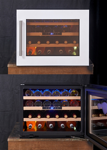 Réfrigérateur à vin mural NE-420-8 à température constante, étagères en bois, noir, pour 24 bouteilles de vin rouge - Product Image 2
