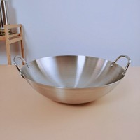 Grand pot commercial 30cm-80cm Wok en acier inoxydable transfrontalier avec double oreille manche en bois fond épaissi