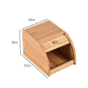 Boîte à pain en bambou 38x26x16,5 cm avec couvercle rotatif, récipient de rangement pour la cuisine - Product Image 4