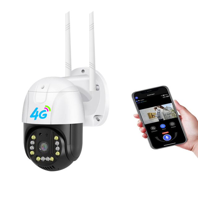 4G Outdoor PTZ Camera V380PRO 3MP 1296P IP66 Waterproof Pan-Tilt CMOS Sensor Two-Way Audio Wireless Security Camera