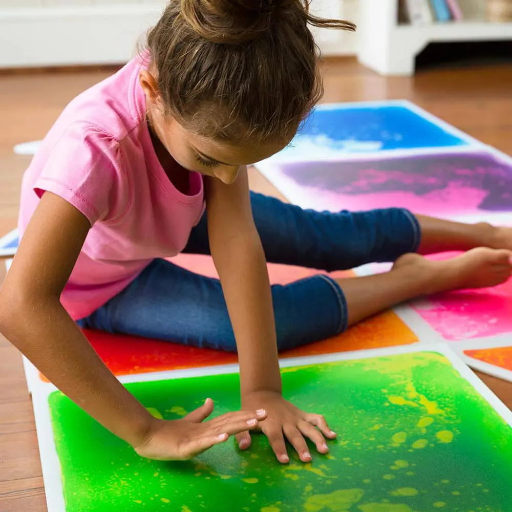 50 CENTIMETRI di trasporto Dei Bambini Educativi Sensoriale Gioco Tattile Tappetino IN PVC di Colore Gel Pavimenti In Lava Tappeto Piastrelle Liquido Pavimento Scuola Materna