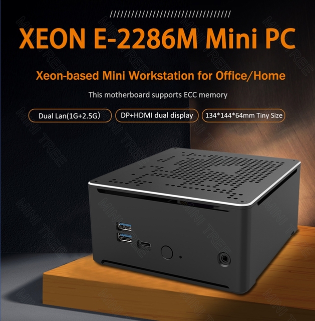 Xeon Mini Server E-2176M/2186M/2276M/2286M Support ECC RAM Dual LAN Win11 Proxmox/ESXi Homelab Office Compact Workstation PC