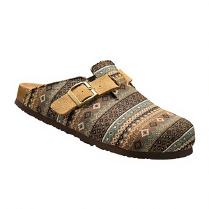 Patterned Buckle Cork <b>Sole</b> Slippers Slip-On <b>Flat</b> Sandals Soft Lightweight Anti-Slip Casual Couple <b>Shoes</b> - Product Image 4