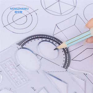 Peru Perlengkapan Sekolah Alat Tulis Grosir Multifungsi Fungsi Geometris Plotting Plastik Penggaris Jahit - Product Image 4