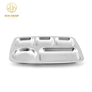 Fast Food <span class=keywords><strong>Restaurant</strong></span> 4 compartiments <span class=keywords><strong>plateau</strong></span> à déjeuner en acier inoxydable 304 plaque en acier inoxydable pour l'école hôpital cantine - Product Image 3