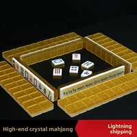 Coffret Cadeau de Tuiles de Mahjong et de Poker en Acrylique Haut de Gamme avec Jetons Intégrés, Dés à Thème Vent, Boîte en Aluminium, Marque JIAYI, pour Casino et Jeux à Domicile