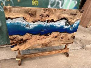 MESA DE MADERA COMPLETA DE ALTA CALIDAD CON RECUBRIMIENTO DE RESINA EPÓXICA PARA 4 PERSONAS, OFERTA ESPECIAL HASTA HOGARTE - Product Image 2