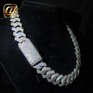 Hip Hop Jewelry 925 Sterling Silver Hip Hop 20MM <b>Iced</b> <b>Out</b> GRA Certificated VVS Moissanite Diamond Cuban Link <b>Chain</b> Necklace - Product Image 3
