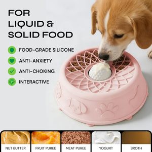 Bol à lécher pour chien 2026 avec balle, en silicone, design floral, antidérapant, pour soulager l'anxiété - Product Image 3