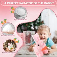 Bunby Brown Jouet de lapin réaliste Animal en peluche interactif avec oreilles tremblantes sautantes pour enfants
