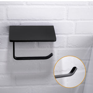 Portarrollos de Papel Higiénico Moderno con Repisa para Teléfono, Acero Inoxidable Negro Mate, Montaje en Pared para Baño, Cocina y Gimnasio - Product Image 2