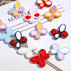 Cuentas acrílicas de mariposa de 19*21mm, cuentas acrílicas de plástico Lucite, cadena de teléfono DIY, pulsera, cuerda para el cabello - Product Image 1