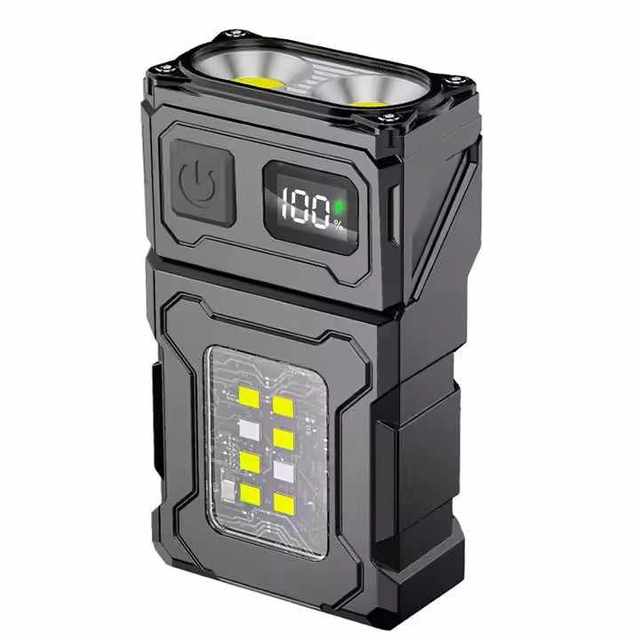 Custom LED Flashlight With Strong Light USB Rechargeable Battery Digital Display Emergency Power Bank Magnetic Suction Pen Clip