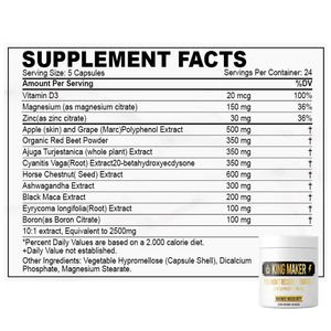 Suplemento Masculino <span class=keywords><strong>para</strong></span> Adultos King Maker 13 en 1 con Eurycoma Longifolia y <span class=keywords><strong>Ashwagandha</strong></span>, 120 Cápsulas, Fabricación OEM/ODM, Marca Privada, Venta al Por Mayor - Product Image 5