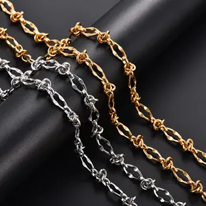 Collier ras du <span class=keywords><strong>cou</strong></span> massif en acier inoxydable 8 mm, style punk hip-hop, avec maillons et nœuds, couleur or, pour hommes et femmes, bijoux en métal lourd - Product Image 3